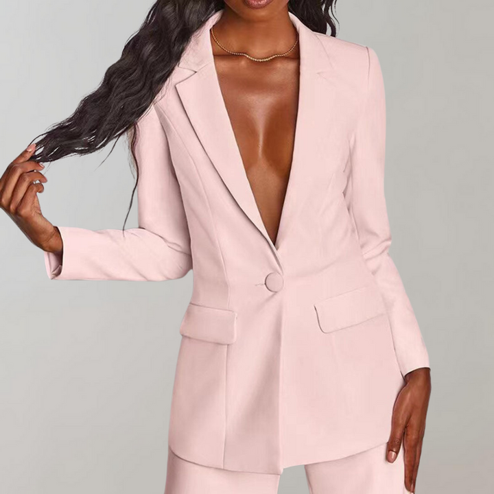 Stylish Blazer and Trouser Set - Elena-Yellow-S-State of Style