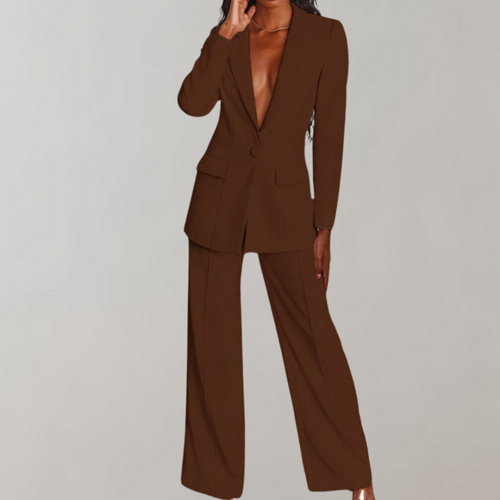 Stylish Blazer and Trouser Set - Elena-Yellow-S-State of Style