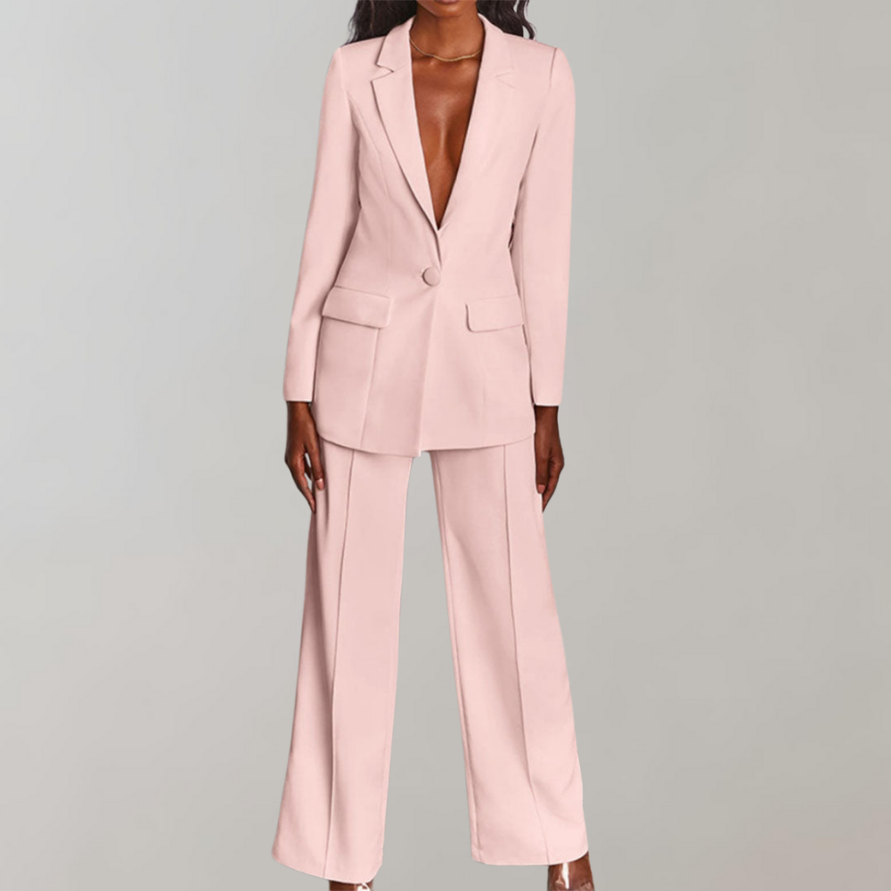 Stylish Blazer and Trouser Set - Elena-Yellow-S-State of Style