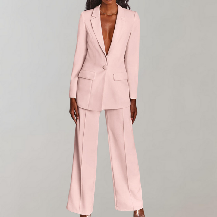 Stylish Blazer and Trouser Set - Elena-Yellow-S-State of Style