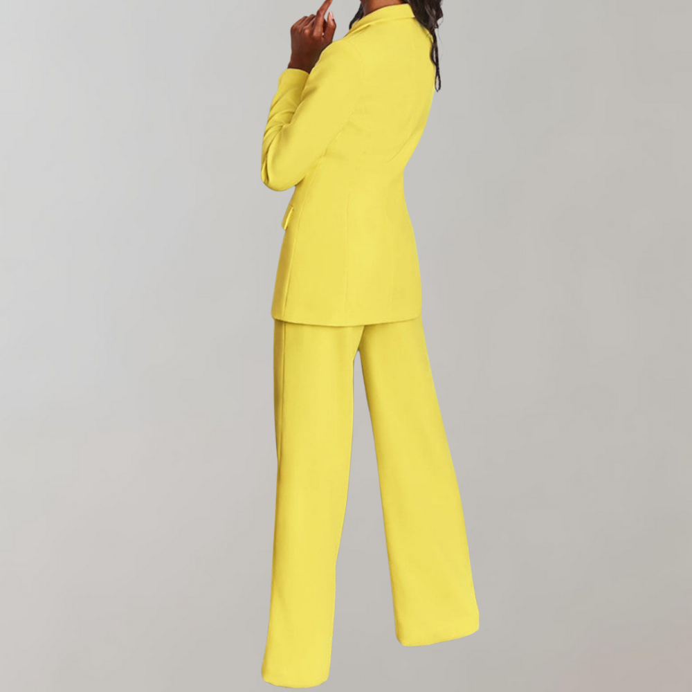 Stylish Blazer and Trouser Set - Elena-Yellow-S-State of Style