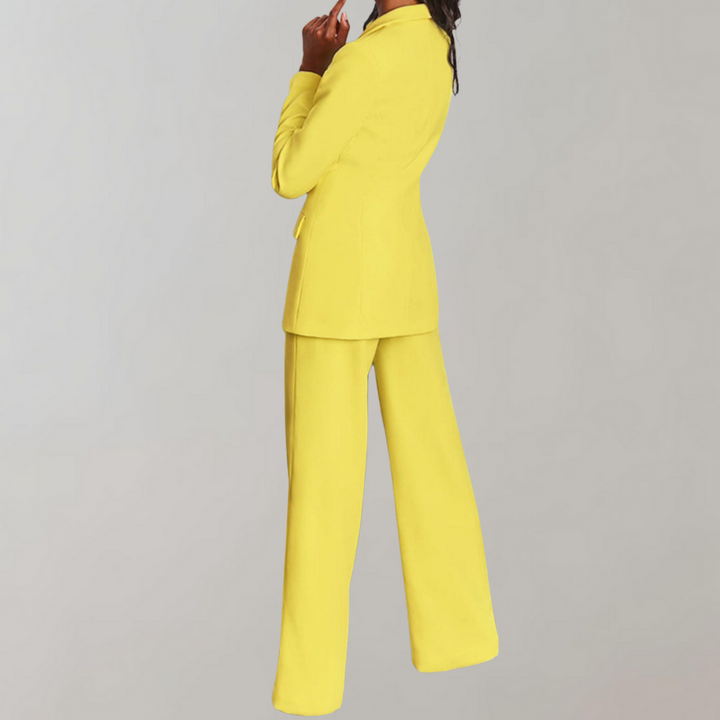 Stylish Blazer and Trouser Set - Elena-Yellow-S-State of Style