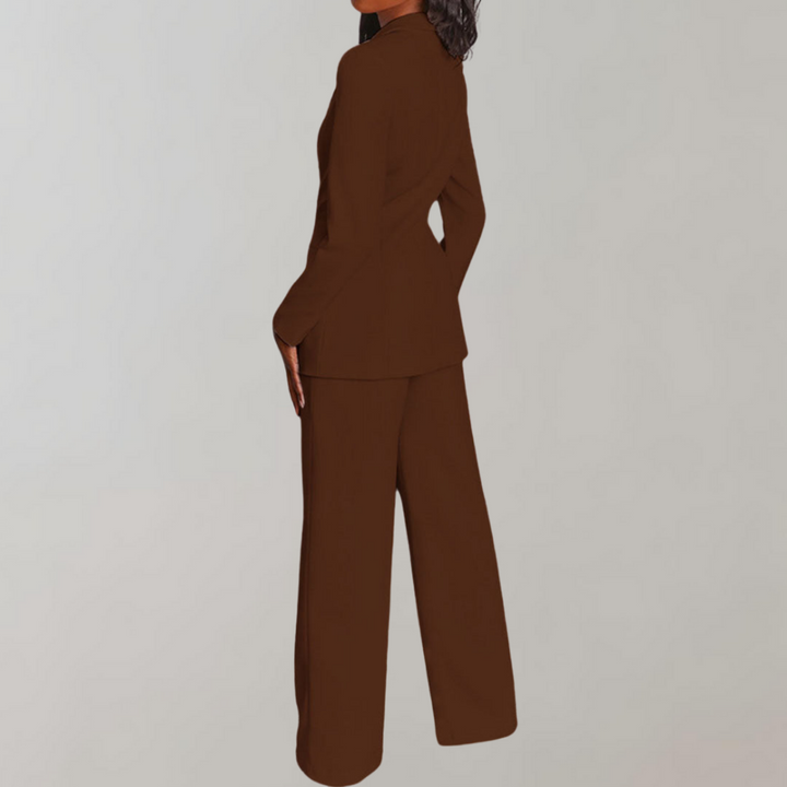 Stylish Blazer and Trouser Set - Elena-Yellow-S-State of Style