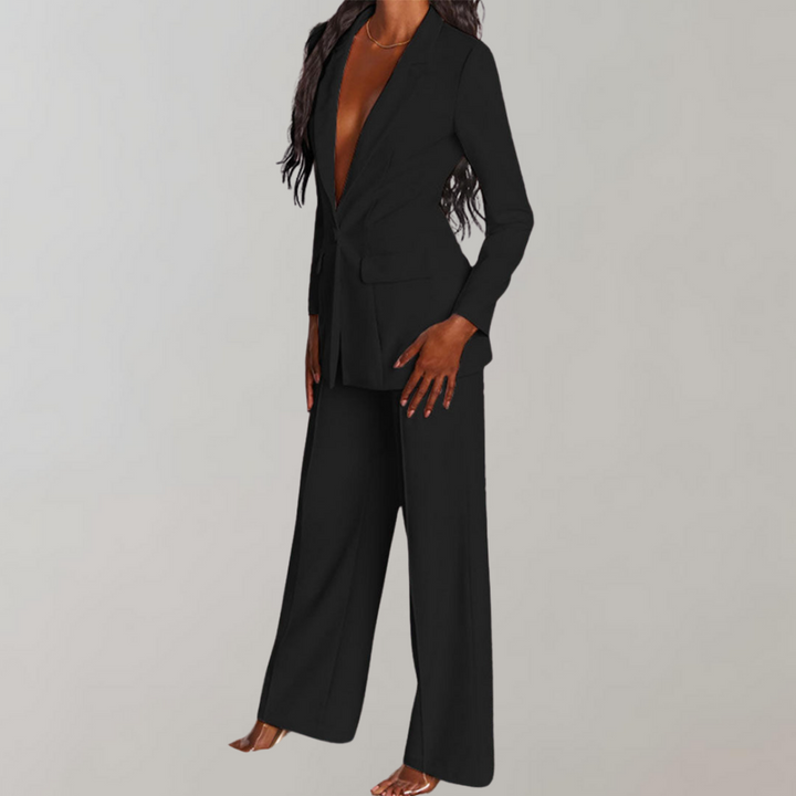 Stylish Blazer and Trouser Set - Elena-Yellow-S-State of Style