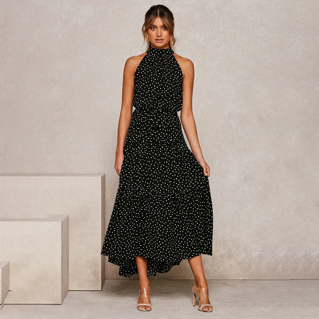 Stylish Long Summer Dress - Lucienne-Black-S-State of Style