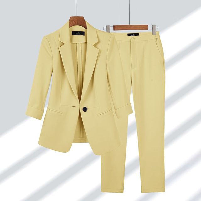 Two-Piece Ladies Suit - Elise-Yellow-S-State of Style