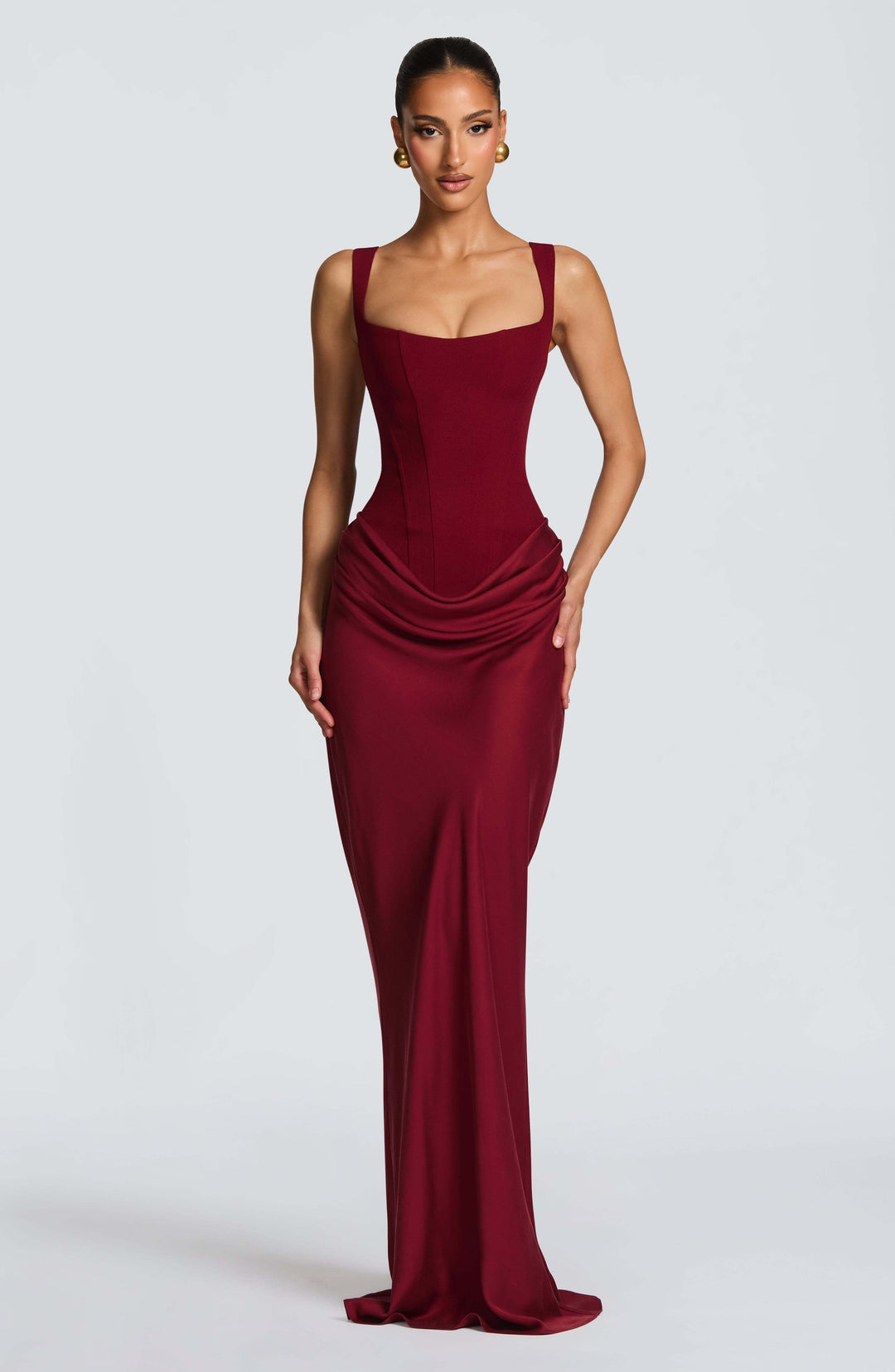 Xiomara │ Women's Sleeveless Bodycon Maxi Wedding Guest Dress With Scoop Neck