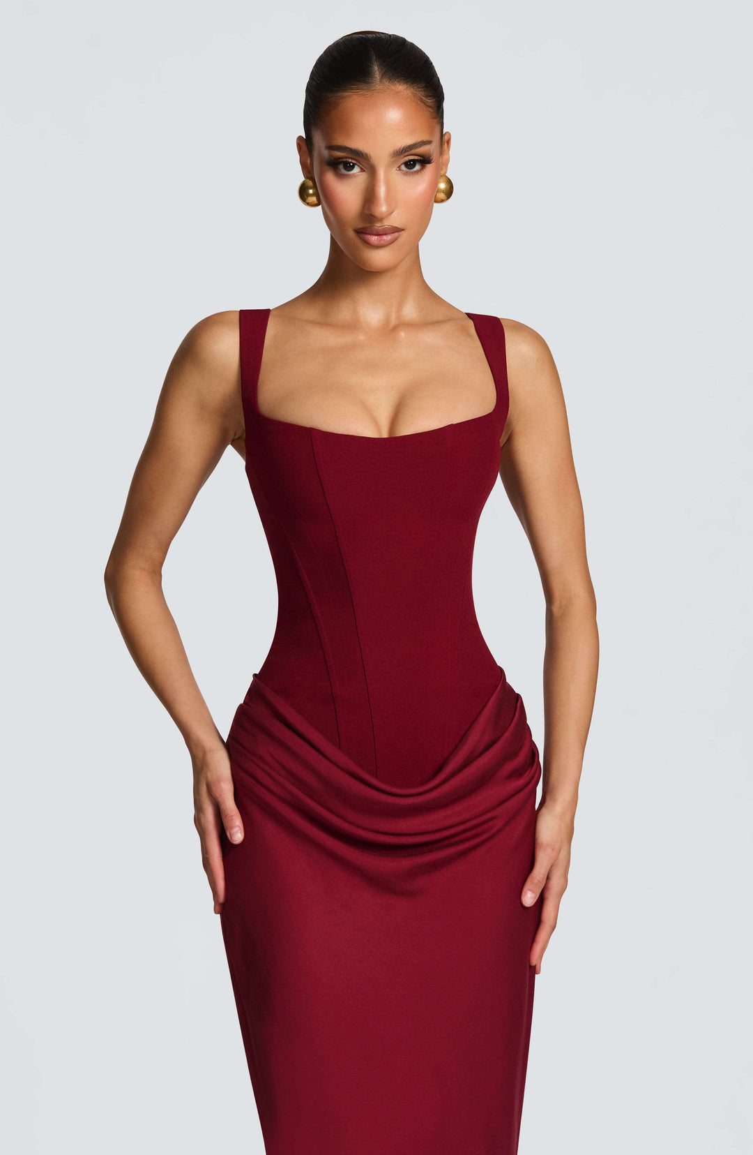 Xiomara │ Women's Sleeveless Bodycon Maxi Wedding Guest Dress With Scoop Neck
