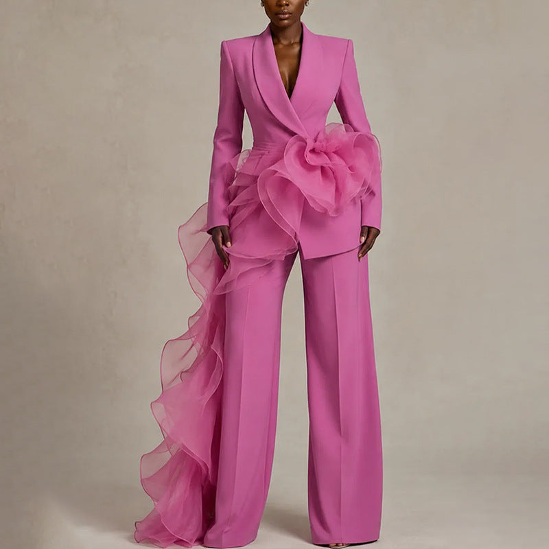 Estelle │ Women's Asymmetrical Ruffle Suit
