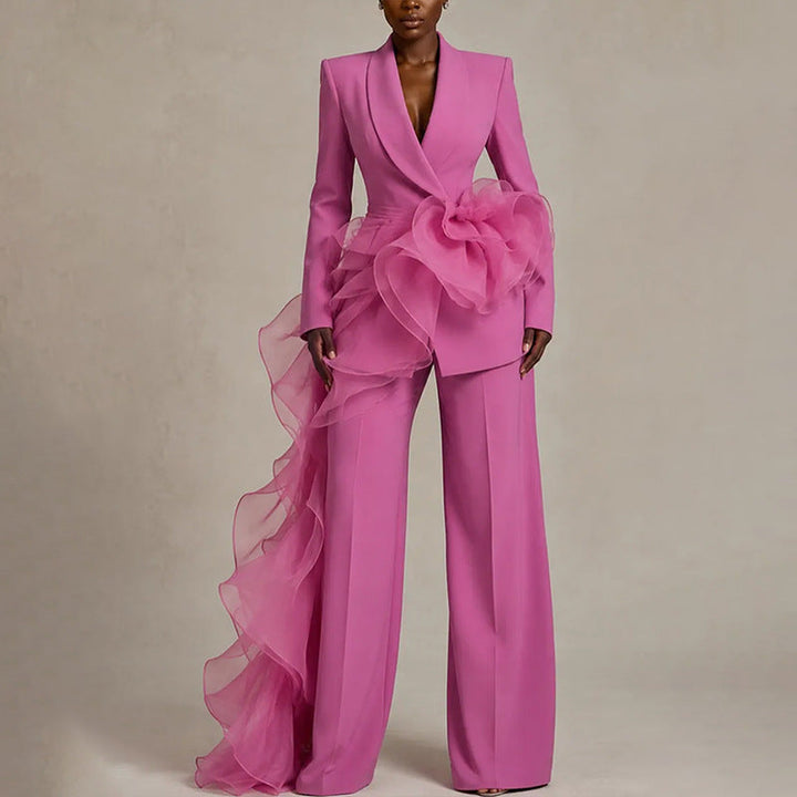 Estelle │ Women's Asymmetrical Ruffle Suit