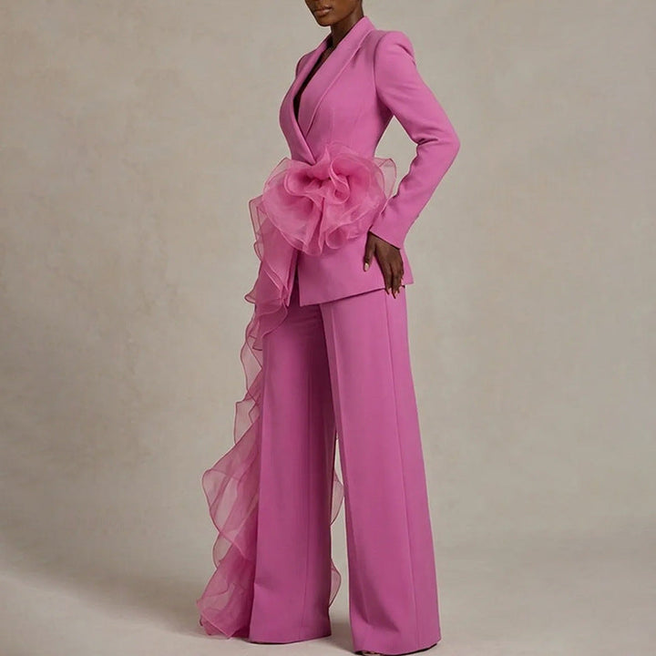 Estelle │ Women's Asymmetrical Ruffle Suit