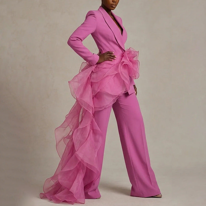 Estelle │ Women's Asymmetrical Ruffle Suit