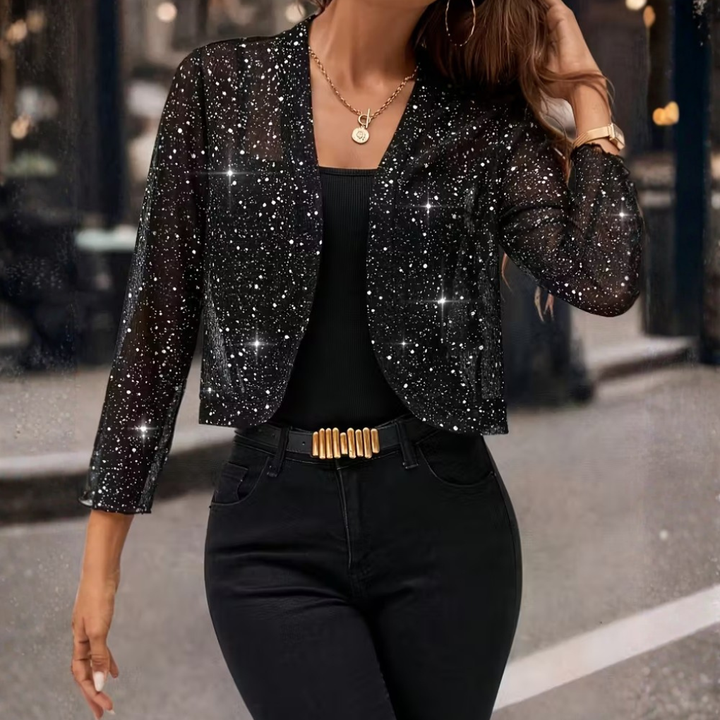 Heather │ Women's Open Front Sequin Cardigan Jacket