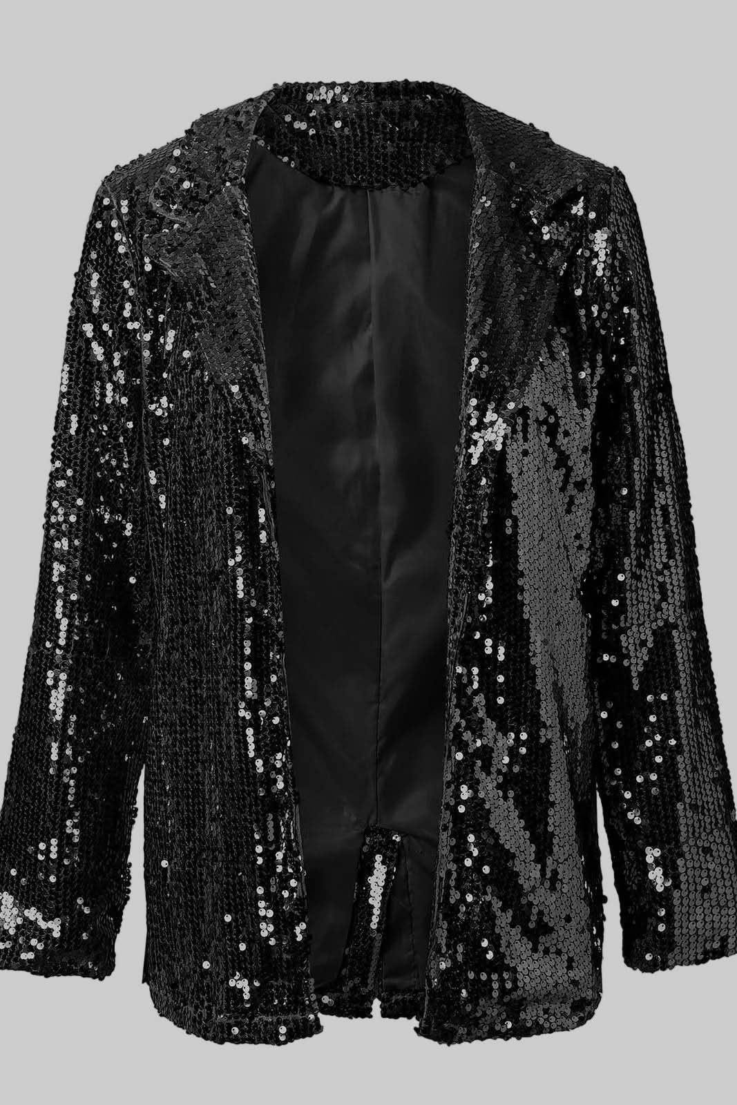 Hilda │ Women's Sequin Blazer With Front Button Closure