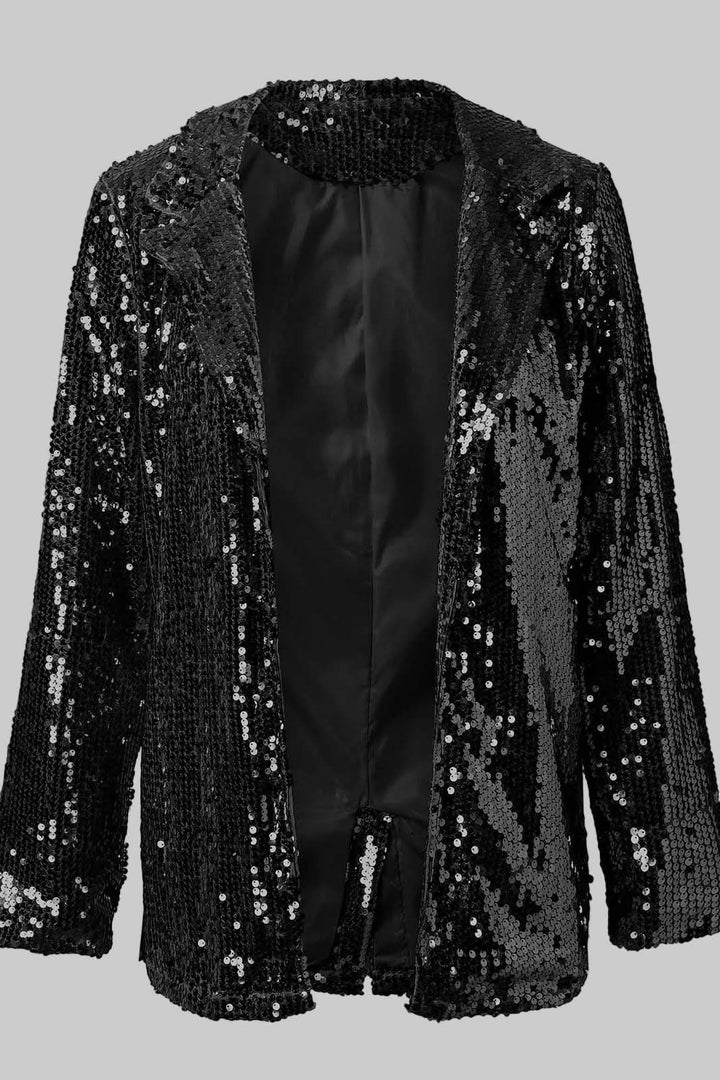 Hilda │ Women's Sequin Blazer With Front Button Closure