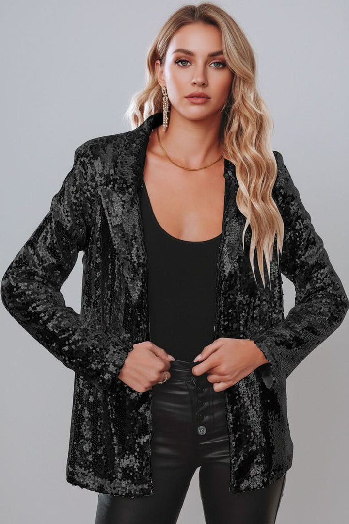 Hilda │ Women's Sequin Blazer With Front Button Closure