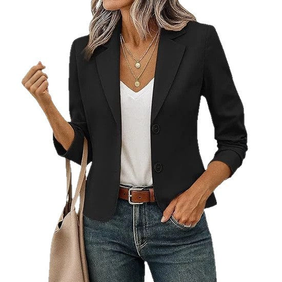 Rosamund │ Women's Tailored Blazer With Decorative Buttons And Three-Quarter Sleeves