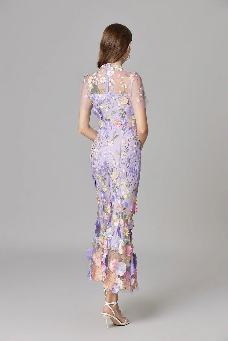 Beatrice │ Women's 3D Floral Appliqué Sleeveless Maxi Dress