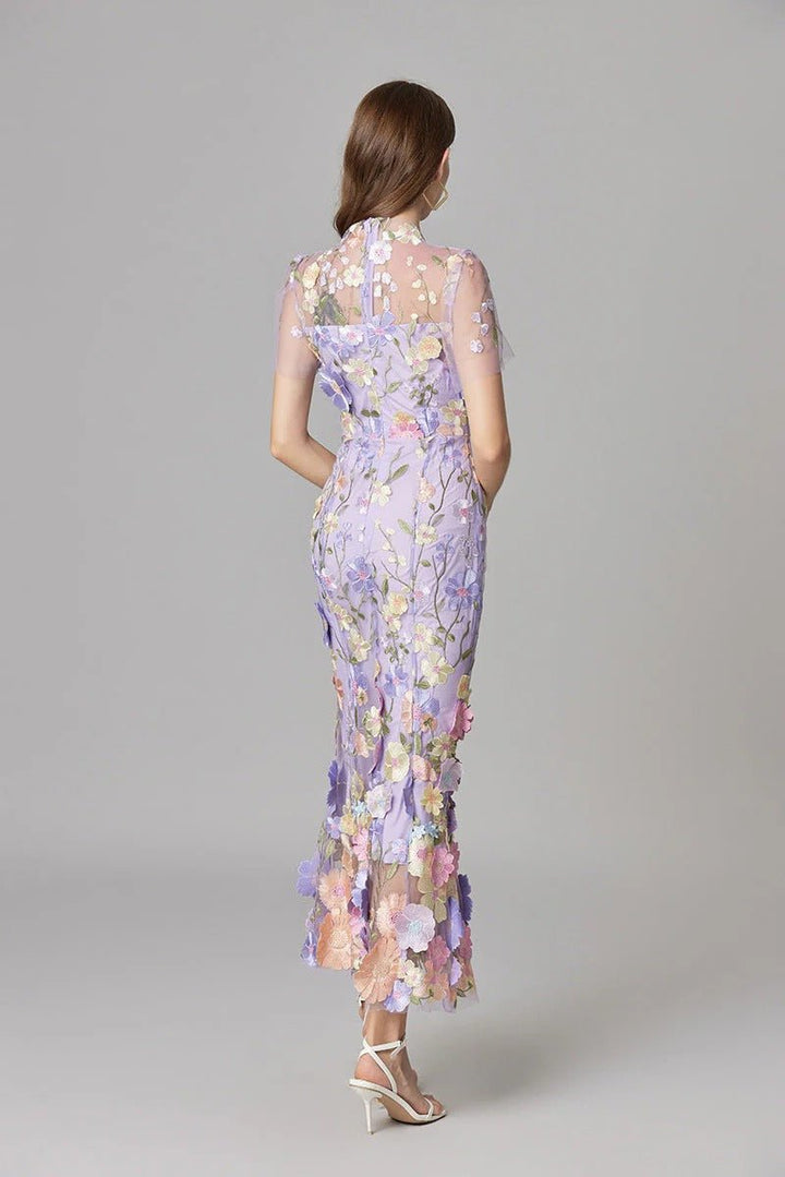 Beatrice │ Women's 3D Floral Appliqué Sleeveless Maxi Dress