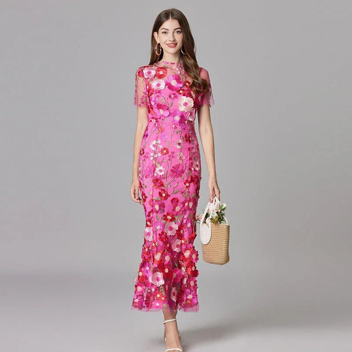 Beatrice │ Women's 3D Floral Appliqué Sleeveless Maxi Dress