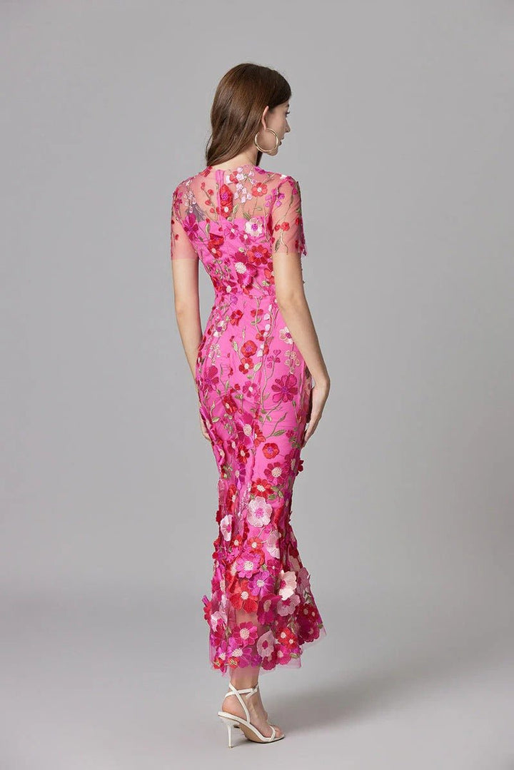 Beatrice │ Women's 3D Floral Appliqué Sleeveless Maxi Dress