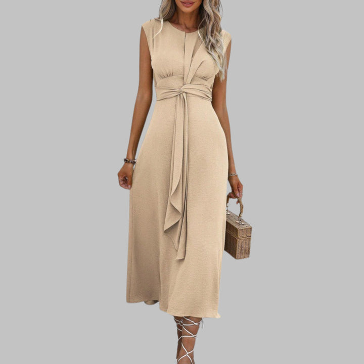 Nora │ Women's Sleeveless Tie Waist A-Line Midi Dress