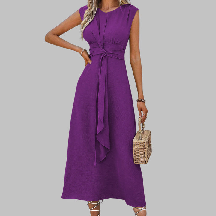 Nora │ Women's Sleeveless Tie Waist A-Line Midi Dress