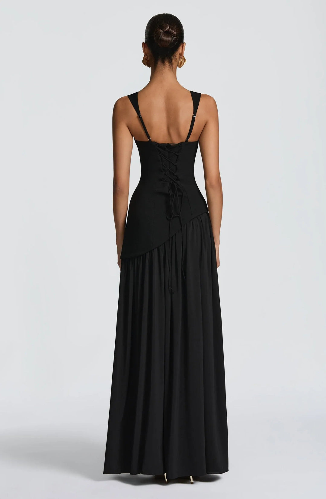 Sophia │ Women's Wide Strap Fitted Bodice Maxi Dress With Side Slit