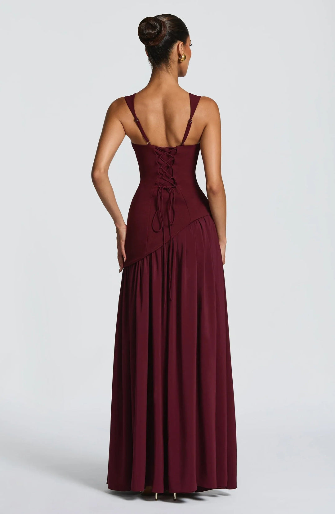 Sophia │ Women's Wide Strap Fitted Bodice Maxi Dress With Side Slit