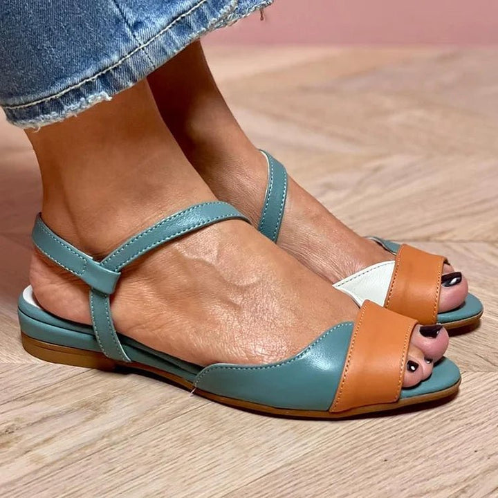Ivy | Women's Colour Block Open Toe Ankle Strap Flat Sandals