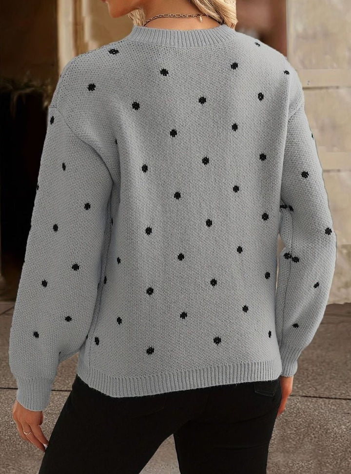 Women's Cosy Polka Dot Long Sleeve Knit Sweater