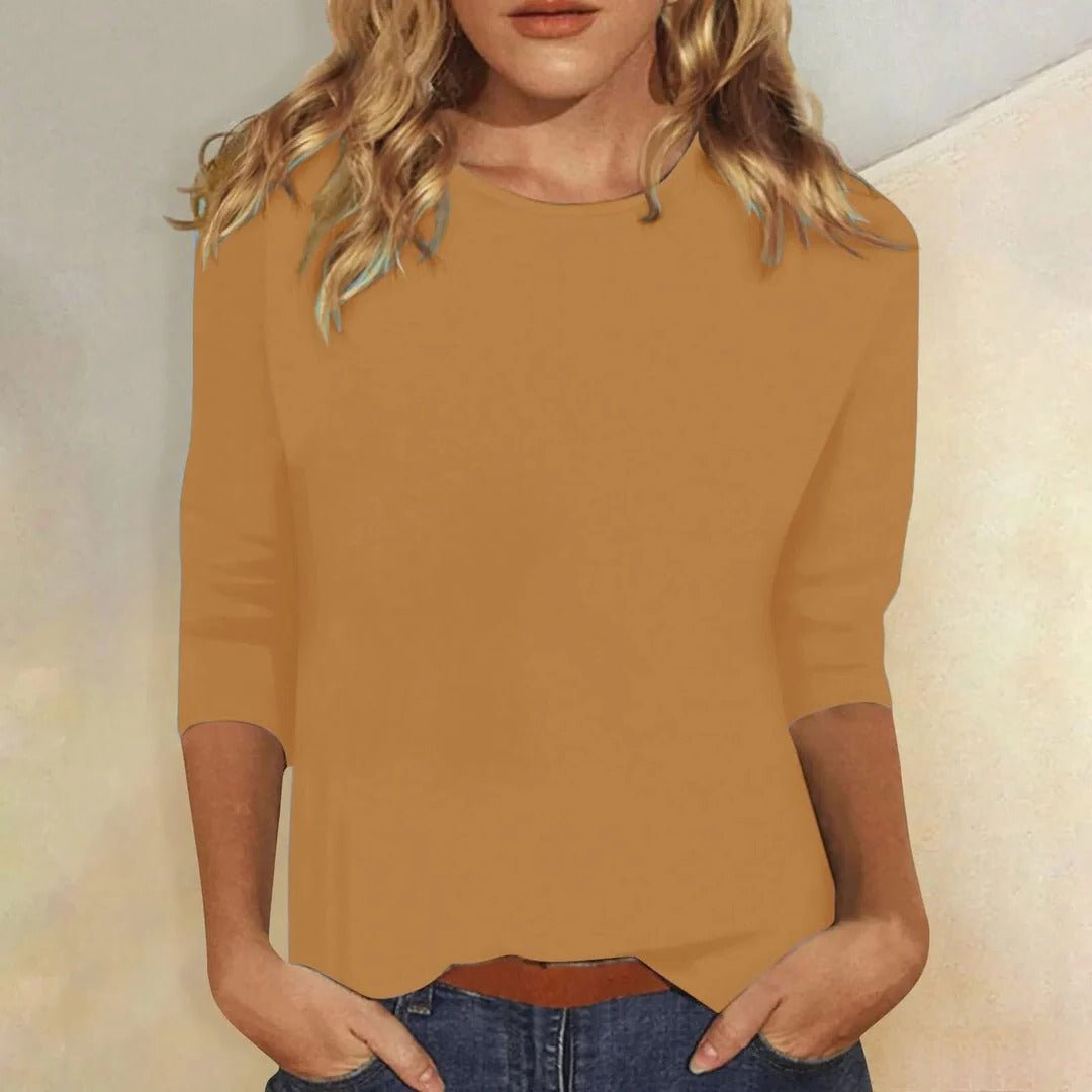 Sylvia │ Women's Crew Neck Three-Quarter Sleeve Regular Fit Top