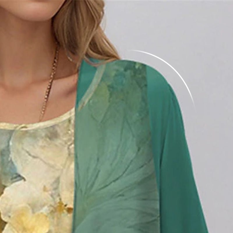Rosalind │ Women's Floral Print Midi Dress And Open Front Cardigan Two-Piece Set