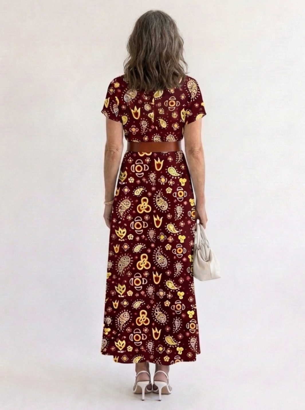 Women's Floral V-Neck Short Sleeve Midi Maxi Dress