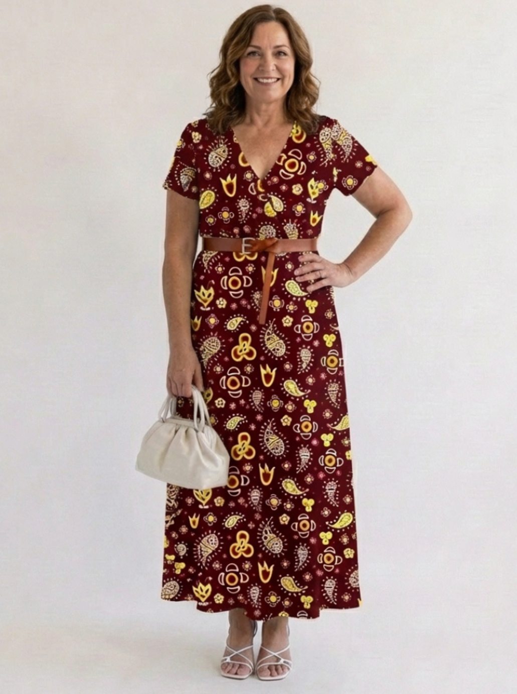 Women's Floral V-Neck Short Sleeve Midi Maxi Dress
