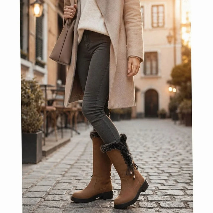 Ivy │ Women's Lace-Up Knee-High Boots With Lug Sole And Block Heel