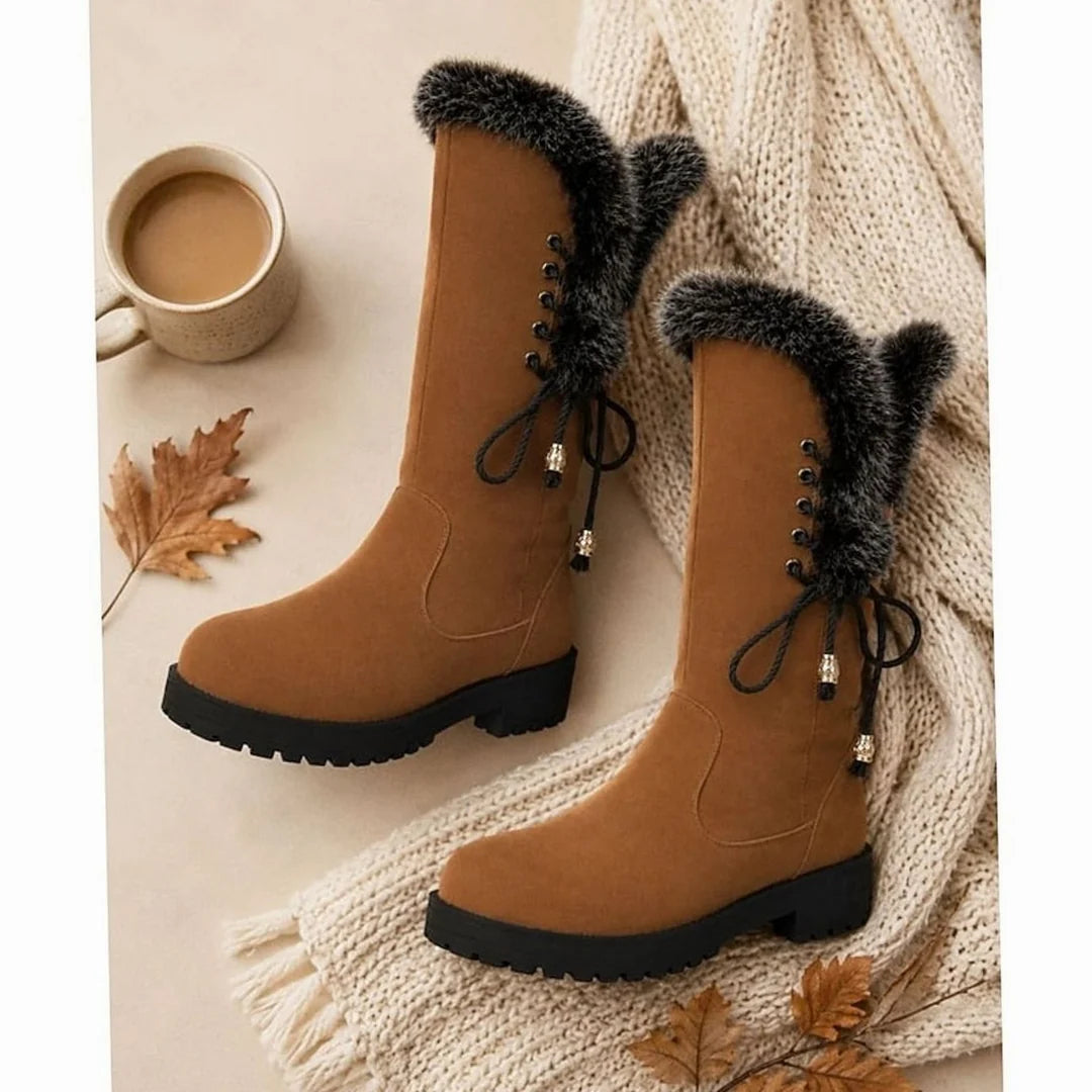 Ivy │ Women's Lace-Up Knee-High Boots With Lug Sole And Block Heel