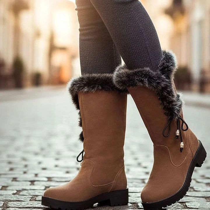 Ivy │ Women's Lace-Up Knee-High Boots With Lug Sole And Block Heel