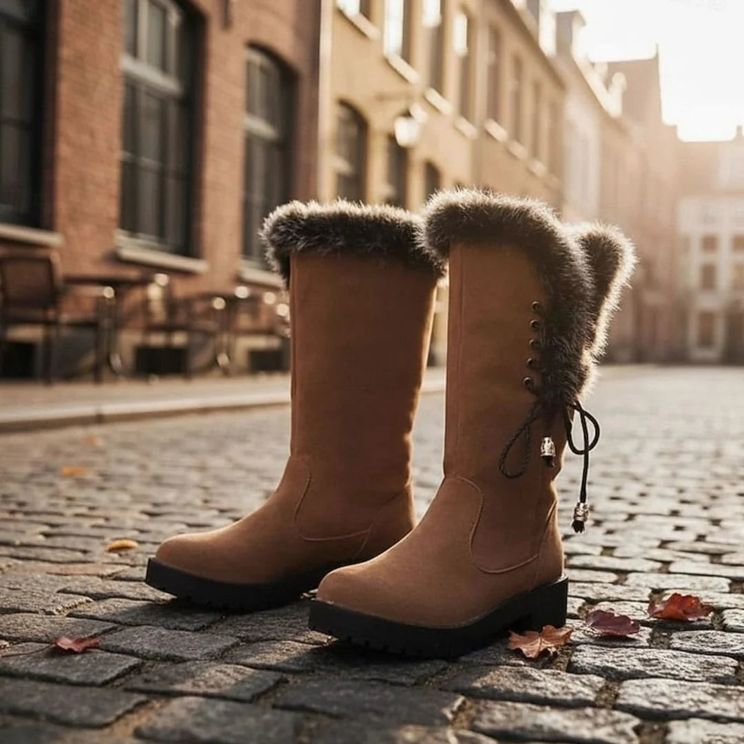 Ivy │ Women's Lace-Up Knee-High Boots With Lug Sole And Block Heel
