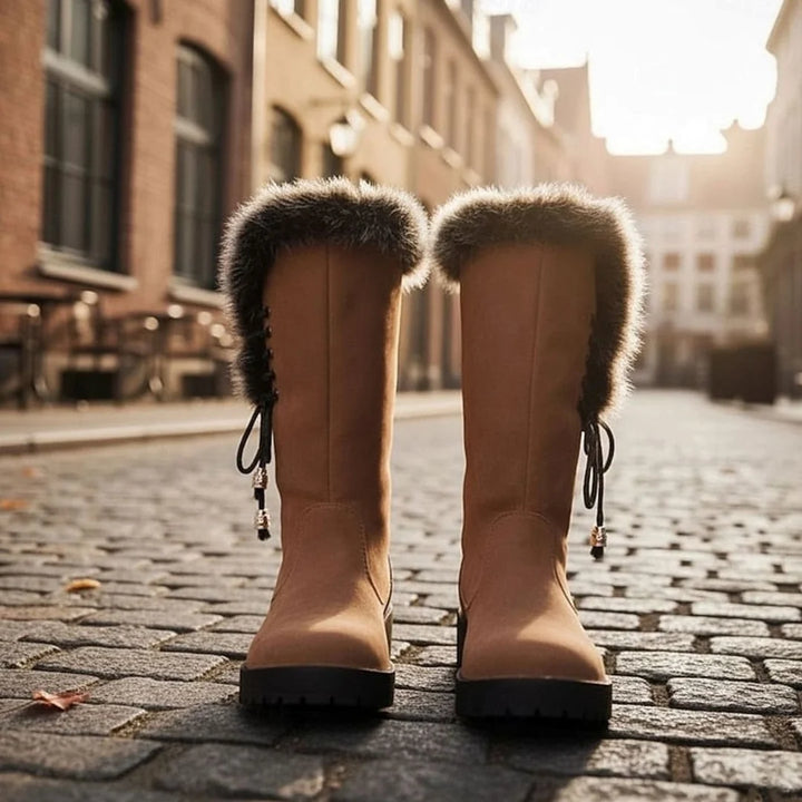 Ivy │ Women's Lace-Up Knee-High Boots With Lug Sole And Block Heel