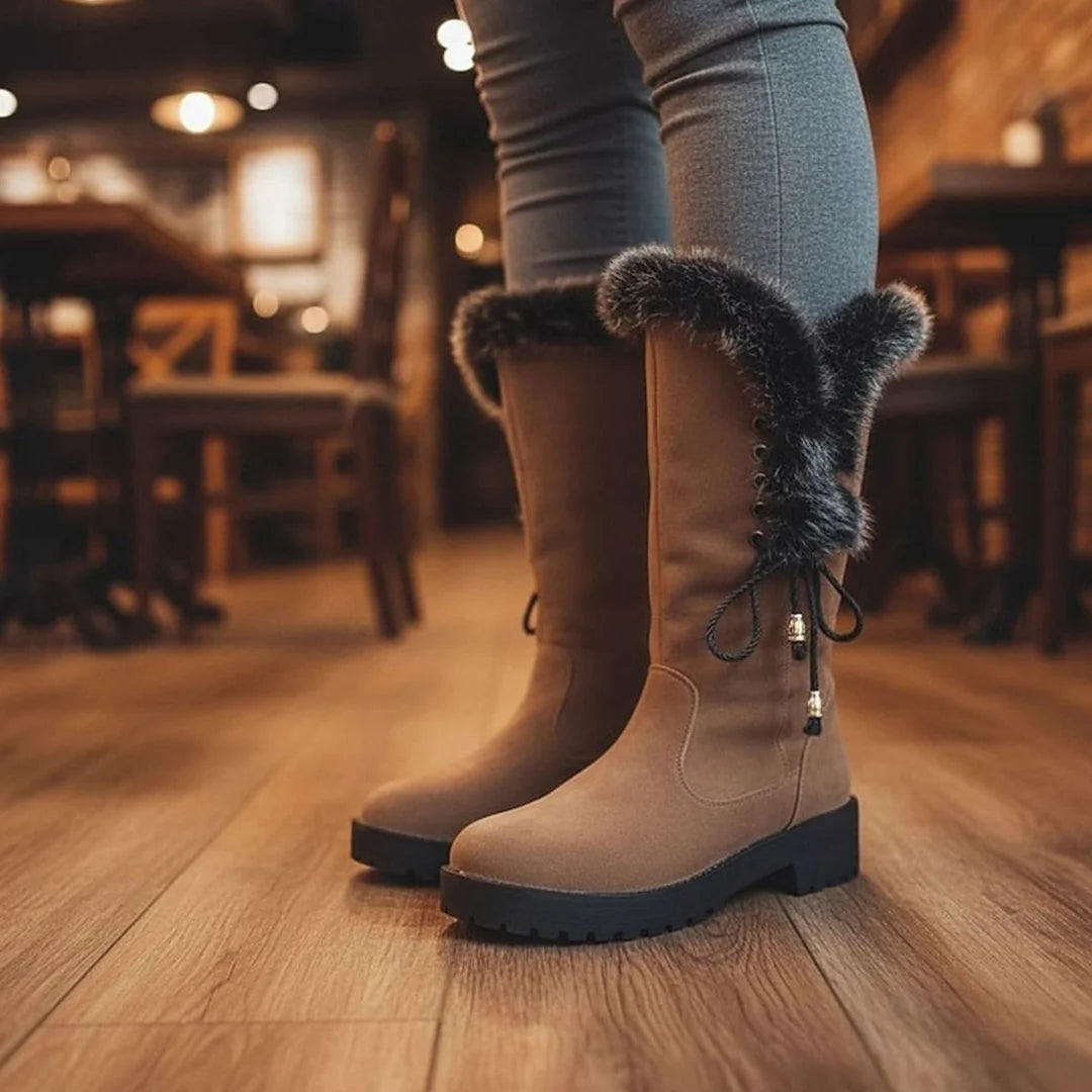 Ivy │ Women's Lace-Up Knee-High Boots With Lug Sole And Block Heel