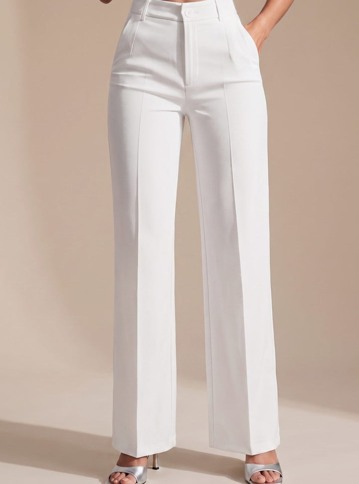 Women's High-Waist Wide-Leg Tailored Trousers - White