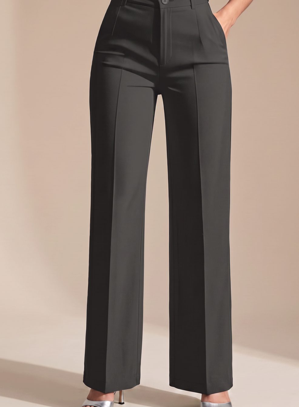 Women's High-Waist Wide-Leg Tailored Trousers - Dark Grey
