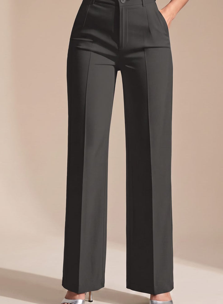 Women's High-Waist Wide-Leg Tailored Trousers - Dark Grey