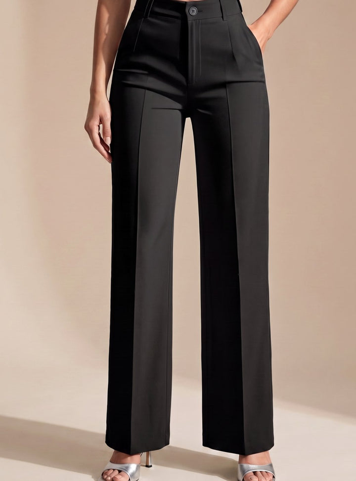 Women's High-Waist Wide-Leg Tailored Trousers - Apricot