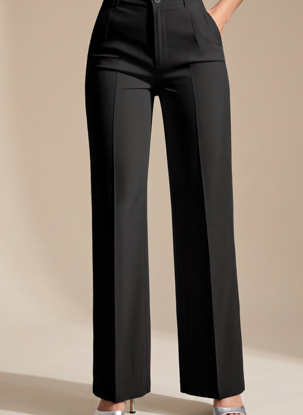 Women's High-Waist Wide-Leg Tailored Trousers - Black