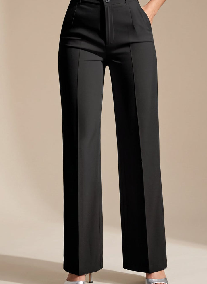Women's High-Waist Wide-Leg Tailored Trousers - Black