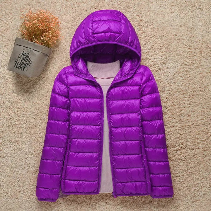 Women's Lightweight Hooded Quilted Jacket Packable Down Puffer - Lilac