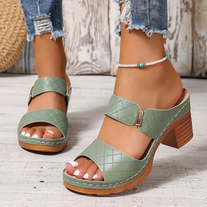 Lesley │ Women's Orthopaedic Block Heel Platform Mule Sandals