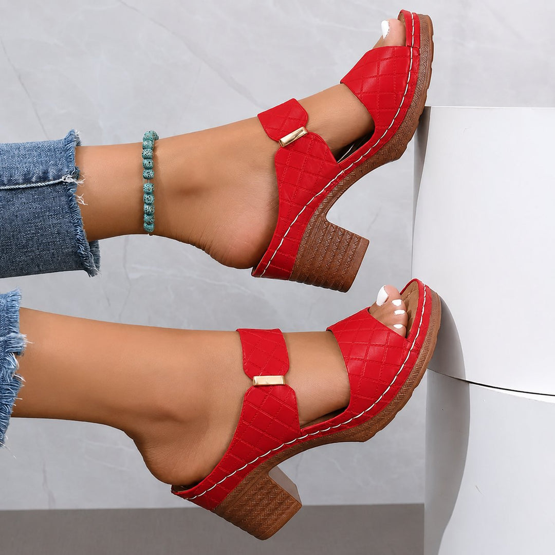 Lesley │ Women's Orthopaedic Block Heel Platform Mule Sandals